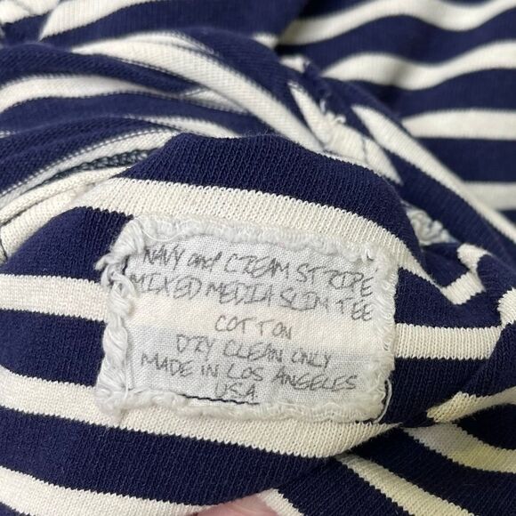 Greg Lauren Mixed Media Denim Stripe Asymmetric Shirt - Picture 5 of 6